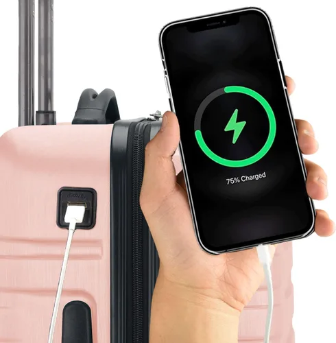 Miniatura 5 de U.S. Traveler Boren - Maleta de viaje de policarbonato resistente con 8 ruedas giratorias, asa de aluminio
