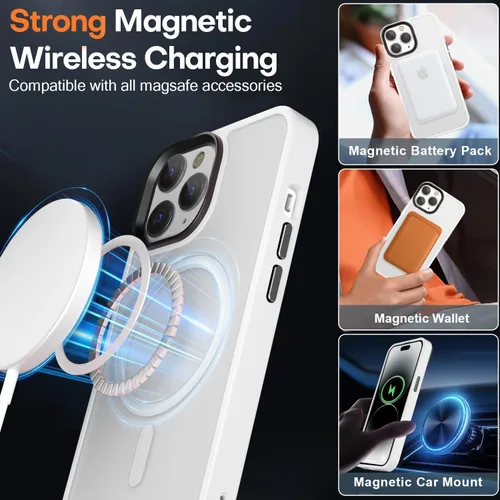 Miniatura 89 de Fuerte magnético para iPhone 11, compatible con Magsafe, [resistente a caídas de 13 pies] Funda trasera translúcida mate con sensación de piel