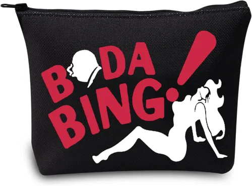 LEVLO Tony Fans - Bolsa de maquillaje cosmética inspirada en Carmela, regalo Bada Bing Prado, bolsa de maquillaje con cremallera para amigos y