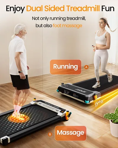 Miniatura 4 de AKLUER Caminadora Plegable con Inclinación – Caminadora 2 en 1 de Doble Cara para Debajo del Escritorio con Masajeador de Pies Shiatsu, Caminadoras