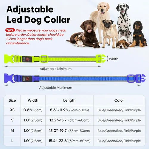 Miniatura 5 de Collar de perro LED, collar de perro con luz USB recargable, luces de perro más brillantes para caminar por la noche, collar de perro ajustable