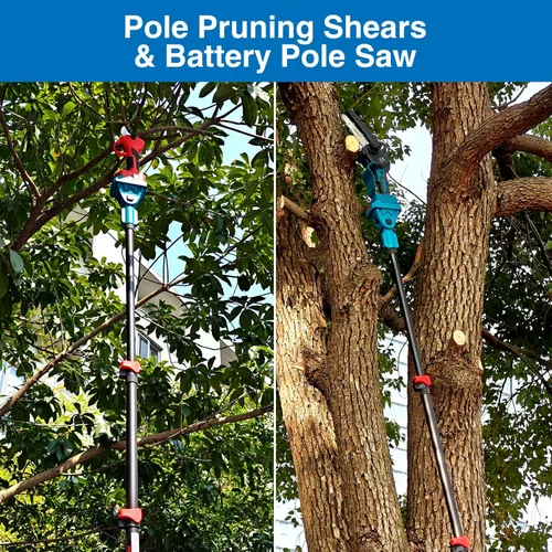 Miniatura 2 de Tijeras de Podar de Pértiga 3 en 1, Tijeras de Podar Eléctricas y Sierras de Pértiga para Poda de Árboles con Pértiga de Alcance de 15.3 pies