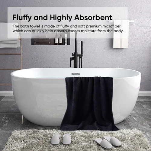 Miniatura 5 de HOMEXCEL Juego de Sábanas de Baño Toallas Paquete de 2 (35 x 70 Pulgadas), Toallas de Baño Ultra Suaves para Baño, Toallas Ligeras y de Secado Negro