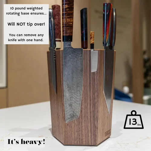 Miniatura 3 de 360KnifeBlock® - El 360KB™ (bambú) Bloque magnético giratorio para cuchillos de 25 cm de alto SeriousEats/Food&Wine MEJOR Bloque universal