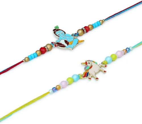 Miniatura 3 de Rakhi para hermano Juego de 2 Rakhi Tarjeta de felicitación Raksha Bandhan Roli Chawal Tika - Raksha bandhan Bro Rakhi para hermano diseñador