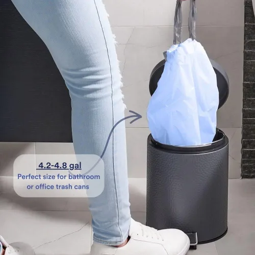 Miniatura 2 de Plasticplace Bolsas de basura de ajuste personalizado, compatibles con simplehuman Code V (200 unidades) con cordón azul tintado 4.2-4.8 galones