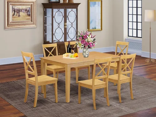 Miniatura 2 de East West Furniture CABO5-LWH-LC - Juego de mesa de comedor moderno de 5 piezas, incluye una mesa rectangular de madera y 4 sillas de comedor