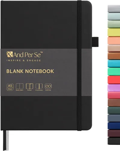 Miniatura 119 de &And Per Se - Cuaderno en blanco, 160 páginas, 5.7 x 8 pulgadas, cuaderno de rayas estrechas con papel grueso para escribir, cuaderno de tapa dura