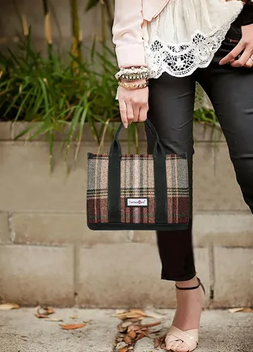 Miniatura 2 de Bolso a cuadros para mujer, bolso a cuadros con asa superior, bolsa de trabajo, bolsa de hombro cruzada para viajes de oficina
