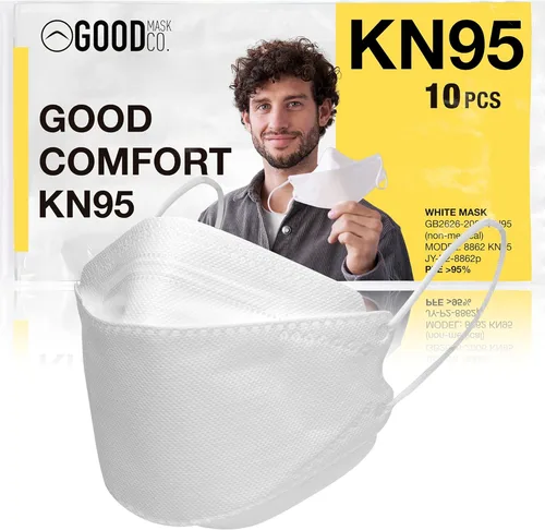 Good Mask Co. KN95 Mascarillas desechables plegables, cómodas mascarillas faciales a granel (10 unidades)