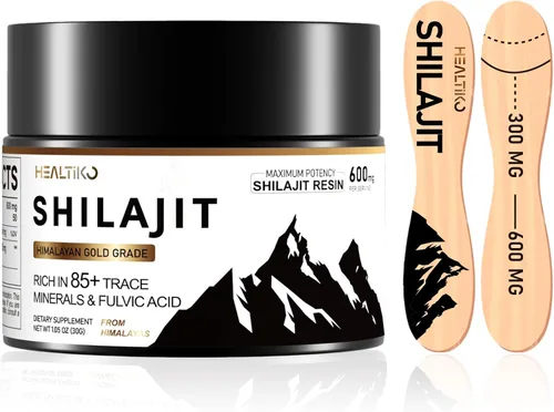 Resina Shilajit, Shilajit orgánica del Himalaya, 600 mg de potencia de grado oro, Shilajit para hombres y mujeres con más de 85 minerales y ácido