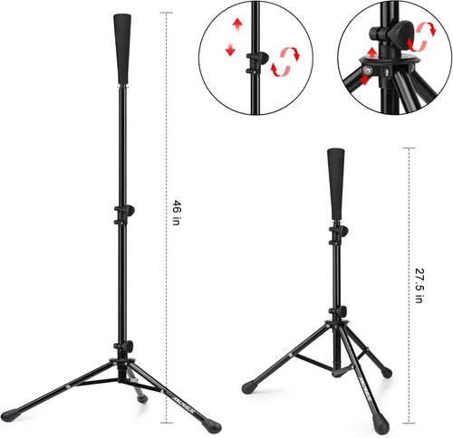 Miniatura 7 de Baseball Tee Batting Tee Softball Tee Portable Travel Hitting Tee,Easy Adjustable Height,Stable Tripod Stand