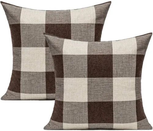 Miniatura 4 de VAKADO Fundas de Almohada Decorativas Rosas para San Valentín 16x16 Juego de 2 Buffalo Día de San Valentín Decorativas Gingham Casa de Campo Cuadros
