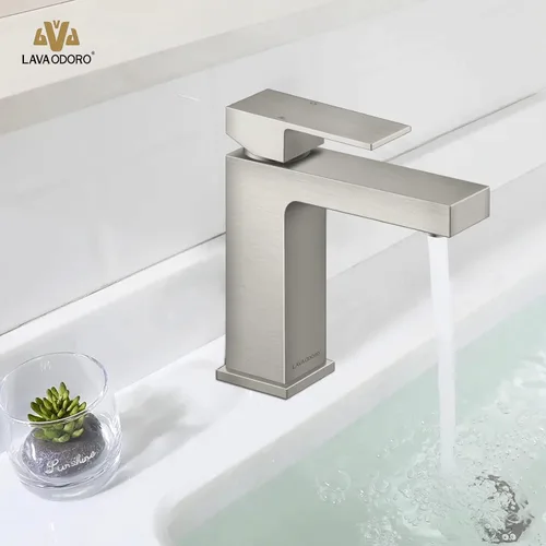 Miniatura 7 de Lava Odoro Grifo de Baño de Un Solo Agujero, Grifo de Lavabo de Níquel Cepillado de Baño con Mango Único, Grifo de Lavabo con Drenaje Desplegable