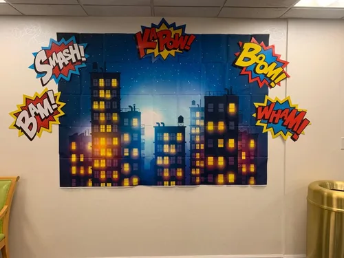 Miniatura 5 de Fondo de fotografía de Ciudad de superhéroes, hermoso tema de la ciudad de la luna, fondo de fondo para fiesta de cumpleaños de niños, carteles