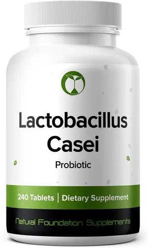 Natural Foundation Supplements Lactobacillus Casei Suplemento probiótico 240 tabletas 3 mil millones de CFU de probióticos para hombres y mujeres