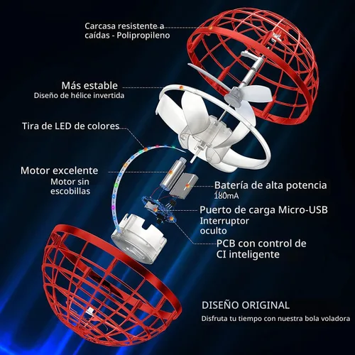 Miniatura 2 de AMERFIST Juguete de Pelota Orbe Volador 2025, Globo Cósmico Boomerang Pelota Flotante Spinner Fidget Galáctico, Órbita de Dron Manual, Juguetes Rojo