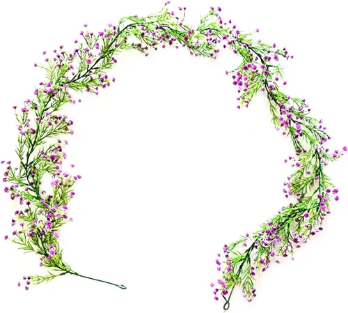 Miniatura 10 de Gypsophila - Guirnalda de flores artificiales de 5.5 pies, flores de imitación de aliento de bebé, vid de tacto real para colgar en el arco de boda