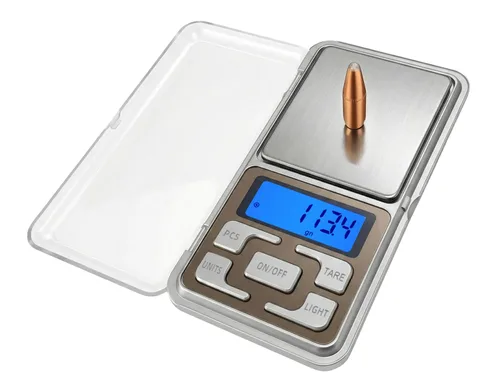 Báscula digital de recarga RS-1500, escala de polvo de 1500 granos x 0.1gn con bandeja de metal, peso de calibración y baterías, recarga de