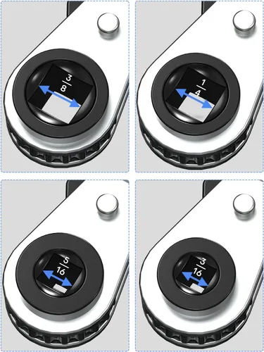 Miniatura 3 de Llave de Servicio HVAC, Llave de Trinquete Curva de Refrigeración 3/8" 1/4" 5/16" 3/16" Herramienta de Trinquete AC Ullnosoo con Adaptador de Boca