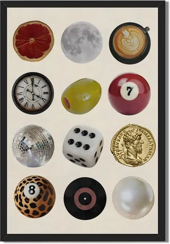 Miniatura 21 de Lucky Me Lucky You - Póster de 8 bolas en blanco y negro para decoración de habitación de niños, diseño retro inspirado en billar, decoración