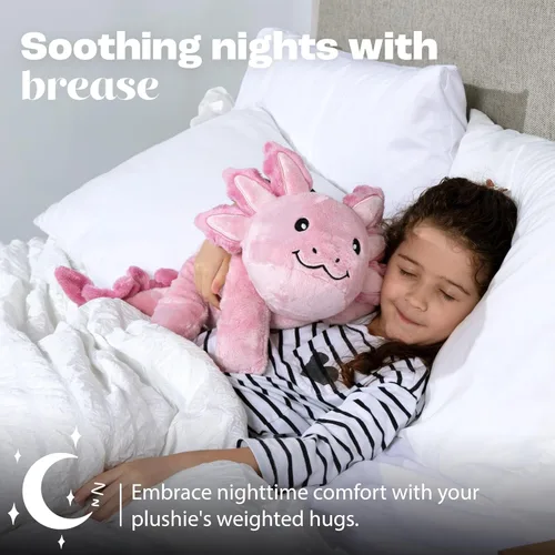 Miniatura 6 de Brease Peluche de Dragón Axolotl Rosa con Peso de 5 libras Sin Fragancia - Juguete de Peluche Suave y Grande para Comodidad, Calma y Relajación