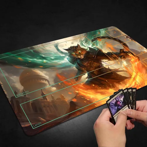 Miniatura 5 de Tapete de juego para MTG con bolsas de almacenamiento gratis, tapete de juego de 24 x 14 pulgadas TCG y alfombrillas de juego de mesa para cartas