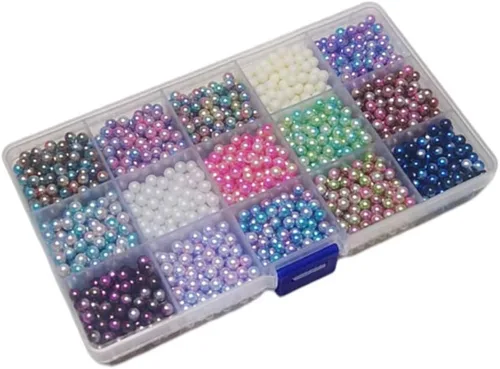 Miniatura 5 de Chenkou Craft 4500 cuentas redondas surtidas de 0.15 pulgadas (0.157 in) en 15 colores degradados sin agujero, cuentas redondas para álbumes