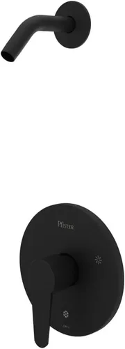 Pfister Pfirst - Válvula moderna para bañera y ducha (válvula no incluida), incluye brazo de ducha, 1 mango, acabado negro mate, R89060B Mate negro