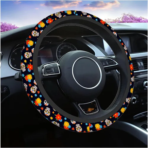 Miniatura 10 de Swono Fundas de volante de neopreno antideslizantes con diseño de fantasmas lindos y divertidos fantasmas bailarines de Halloween, agarre cómodo