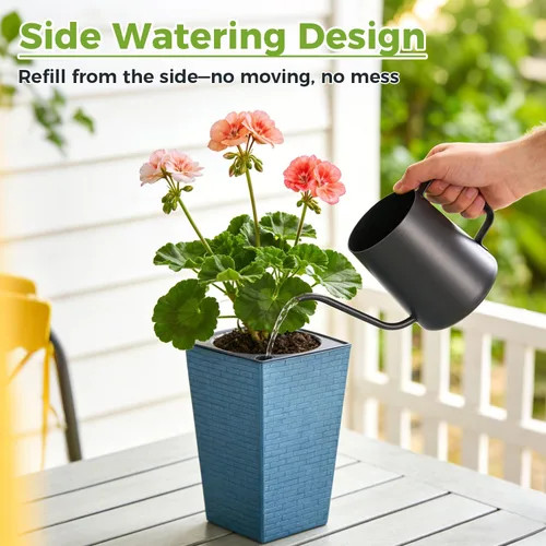 Miniatura 6 de Paquete de 2 macetas de riego automático de 10.7" x 6.9" para plantas de interior, macetas violetas de riego automático, macetas de flores