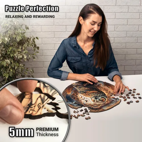 Miniatura 2 de LEOGOR Rompecabezas de madera para adultos, rompecabezas redondo de lechuza de madera extra gruesa de 5 mm de 500 piezas (45.7 × 45.2 cm), hermoso