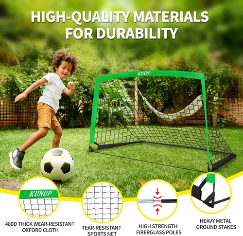 Miniatura 2 de 2 Set Kids Soccer Goals for Backyard with Training Equipment, Portable Foldable Practice Nets with Ball, Dice & Mat, Cones, Air Pump and Carry Bag
