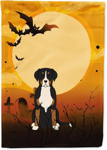 Miniatura 175 de Caroline's Treasures BB4307GF - Bandera de Halloween Airedale para jardín, bandera decorativa para patio exterior, obras de arte de patio, macizos