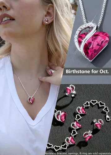 Miniatura 4 de Leafael Collares para mujer, dije de corazón de amor infinito con cristales de piedra natal, regalos de joyería para esposa, cadena chapada en plata