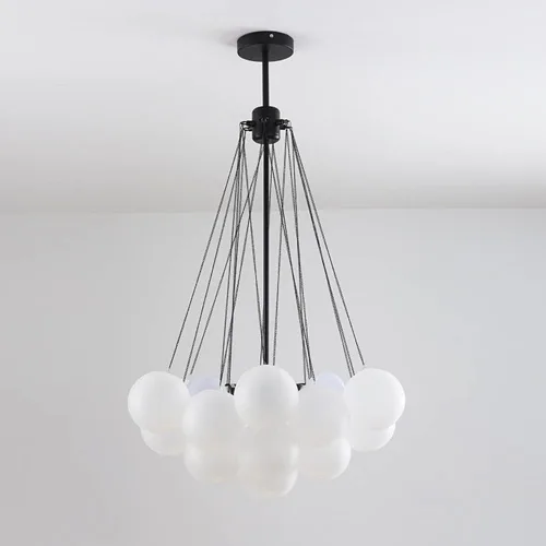 Miniatura 2 de Lámpara de araña de vidrio moderna con forma de bola, lámpara colgante de bricolaje, lámpara de techo decorativa de 3 luces en negro