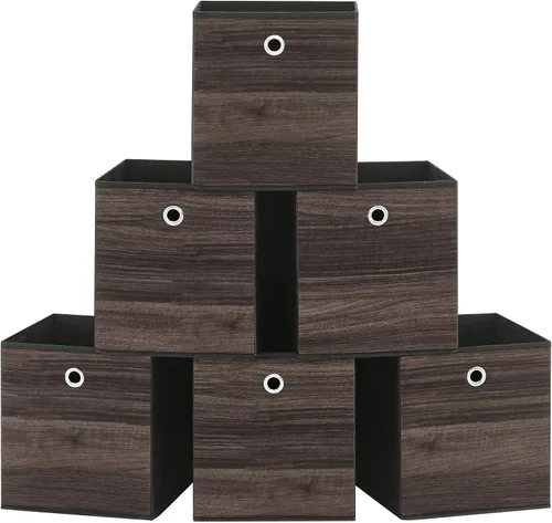 Miniatura 18 de SONGMICS Cubitos de almacenamiento, juego de 6 contenedores de almacenamiento con asas, cajas de almacenamiento plegables de tela Oxford y tela