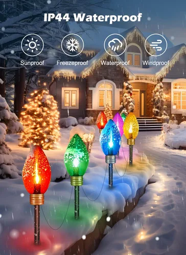 Miniatura 3 de Luces de cadena navideñas súper jumbo de 11 pies con 5 LED o luces marcadoras de sendero, decoraciones navideñas para exteriores - luces colgantes