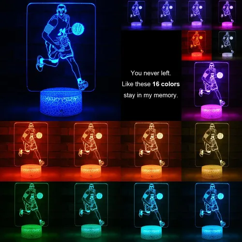 Miniatura 3 de Luz nocturna de baloncesto para niños, regalo para amantes del baloncesto con control remoto y táctil inteligente, 16 colores cambiantes, lámpara