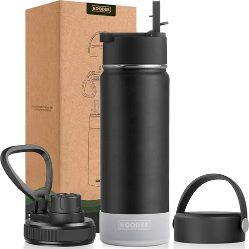 Miniatura 123 de koodee Insulated Water Bottle, 32 oz Stainless Steel Double Wall Vacuum Wide Mouth Sport Bottle with Leakproof Spout Lid (Navy)
