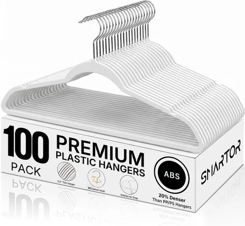 Miniatura 15 de SMARTOR Plastic Hangers 20 Pack - Thin and Slim Design for Space Saving Organizer - Heavy Duty Durable Closet Organizers and Storage with 360 Swivel
