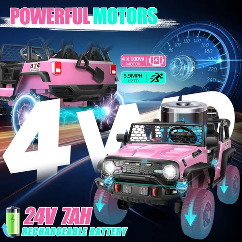 Miniatura 2 de Hikole Autos de paseo XL 4x4 de 2 asientos con control remoto, asiento de 20 pulgadas de ancho, 4WD/2WD intercambiable, 3 velocidades, suspensión