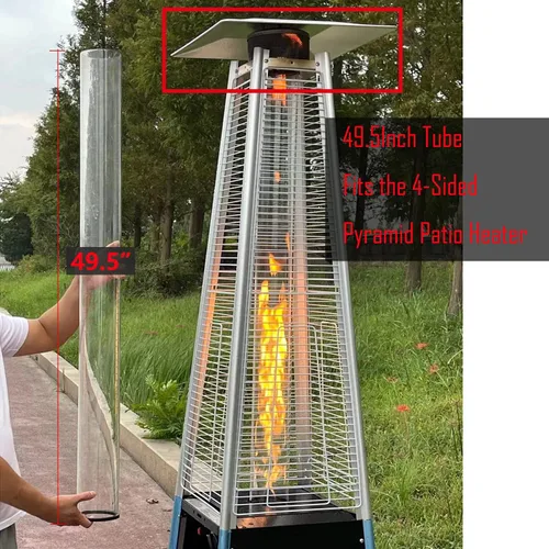 Miniatura 5 de Piezas de repuesto para calentador de patio, 49.5 pulgadas de alto y 4 pulgadas de diámetro, tubo de vidrio de cuarzo, compatible con calentador