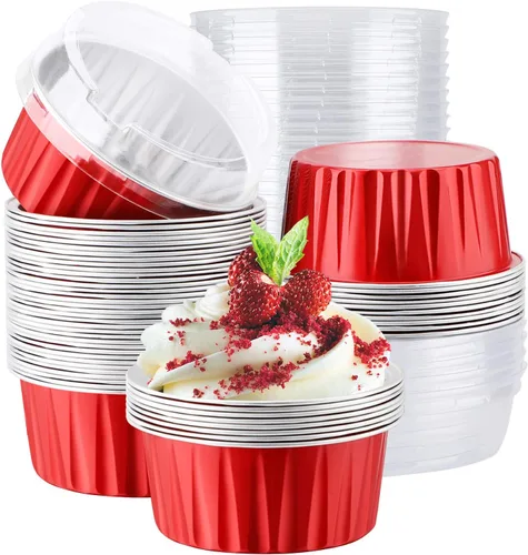 Miniatura 15 de EUSOAR Forros para cupcakes para hornear, 50 forros para magdalenas de 5 onzas, moldes de papel de aluminio desechables, recipientes de postre, 5