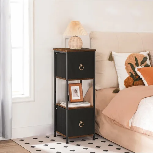 Miniatura 5 de HOOBRO Gabinete esquinero, estante esquinero de 4 niveles con 2 cajones, gabinete de piso de baño, gabinete de almacenamiento estrecho, para baño