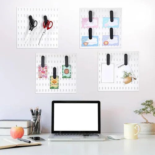 Miniatura 5 de Fulmoon 10 piezas de accesorios de tablero de clavijas, clips de metal para manualidades, sala de estar, cocina, baño, oficina, pared, organizar