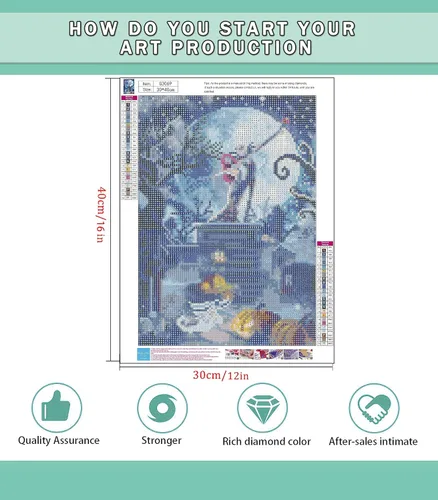 Miniatura 3 de CAMOYAI Pintura de Diamantes de Halloween para Adultos – Horror Jack Kits de Arte de Diamantes 5D DIY de Taladro Redondo Completo, Pintura en Lienzo