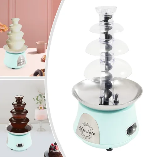 Miniatura 6 de Máquina eléctrica de fuente de chocolate, fuente de fondue de acero inoxidable de 4 niveles con varilla en espiral, capacidad de 2.2 libras