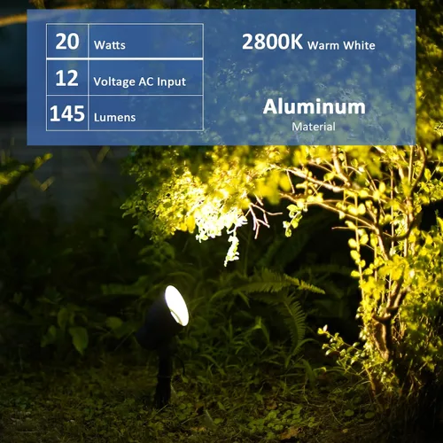 Miniatura 2 de Malibu 8301-9604-08 - Focos de bajo voltaje, iluminación de paisaje al aire libre, 20 W, 145 lúmenes, luz de inundación halógena 2800 K con pico