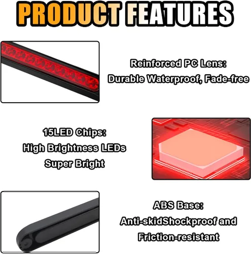 Miniatura 4 de GLSOWEE 2PCS Barras de Luz LED Trasera de Remolque de 10", Conjunto de Luz Trasera de Parada y Giro de 12 a 24 Voltios, Luces de Identificación